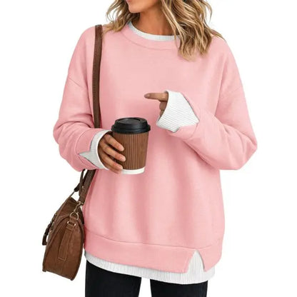 Casual Layered Crew Neck Sweatshirt for Women