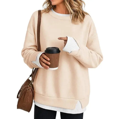 Casual Layered Crew Neck Sweatshirt for Women