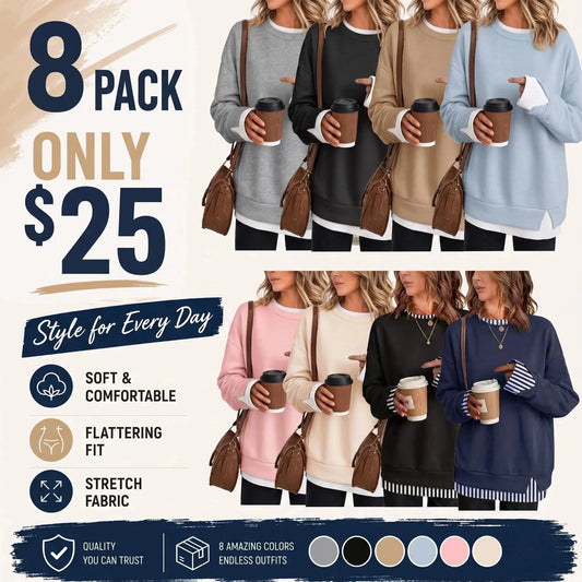 Casual Layered Crew Neck Sweatshirt for Women